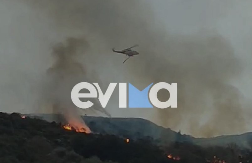 Μαίνεται η φωτιά στην Κάρυστο: Κοντά σε σπίτια οι φλόγες – Μήνυμα 112 στους κατοίκους των Καλλιανών (Video)