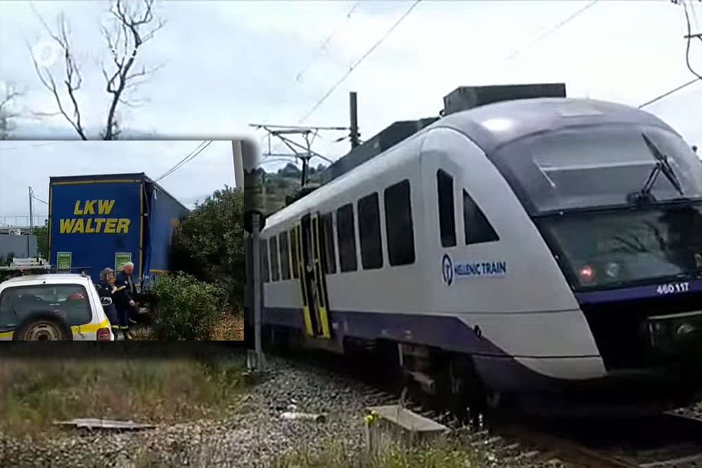 Χαλκίδα: Σύγκρουση φορτηγού με τον προαστιακό – Εικόνες από το σημείο