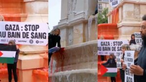 Παρίσι: ΜΚΟ έβαψαν κόκκινο σιντριβάνι για τη Γάζα &#8211; Ζητούν τέλος στο λουτρό αίματος